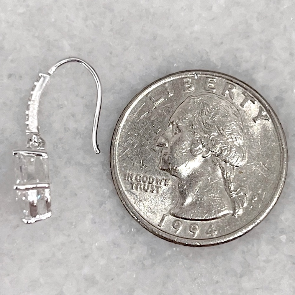 Diamond (Sim) Drop Sterling Silver Earrings - Picture 13 of 13